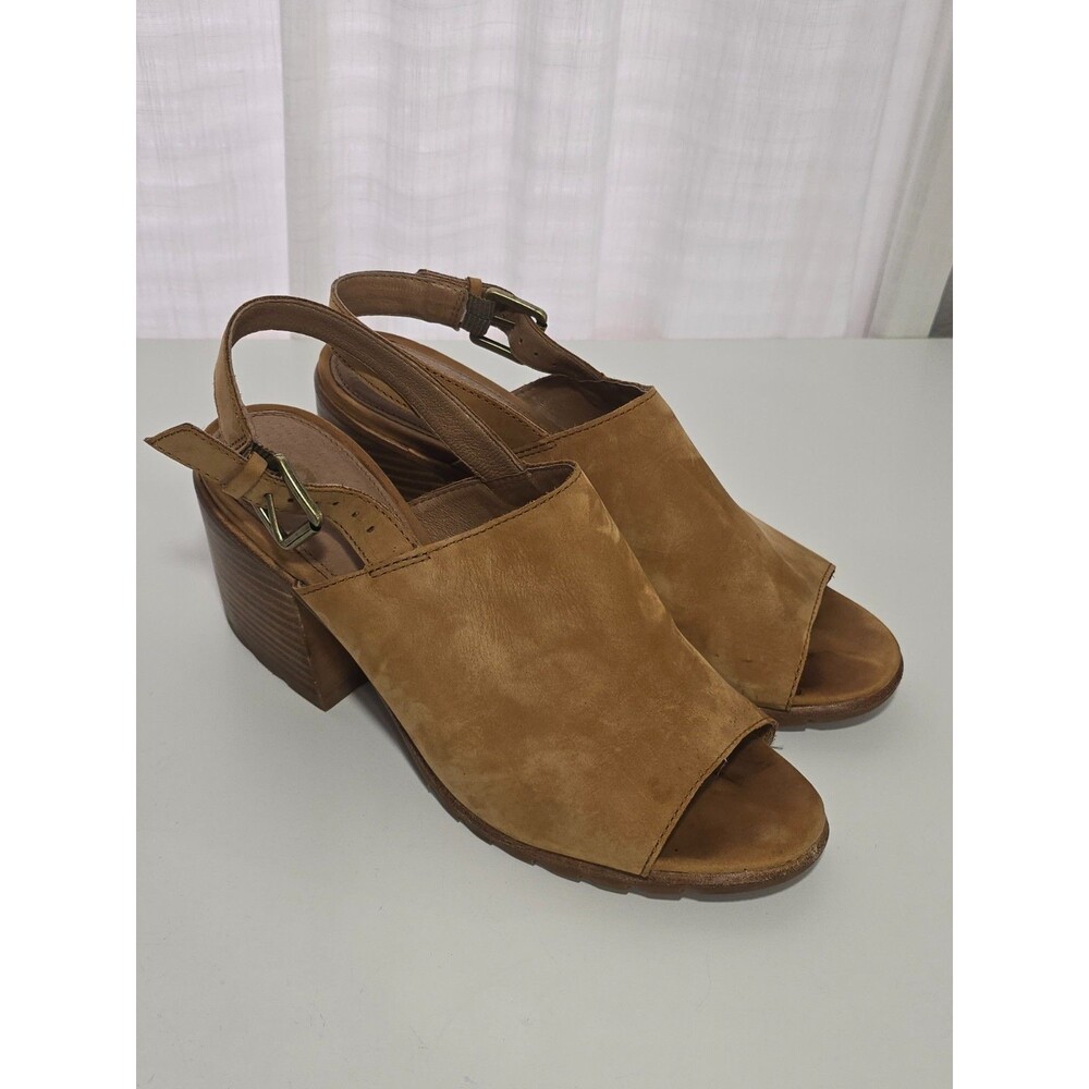 Sorel Women’s Nadia Sling Back Chunky Block Heels Ankle Strap Camel Brown 10 S2
